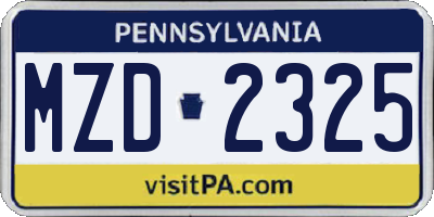 PA license plate MZD2325