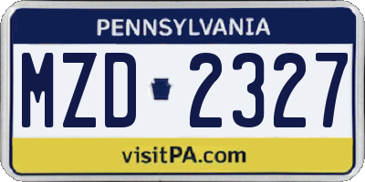 PA license plate MZD2327