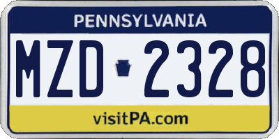 PA license plate MZD2328