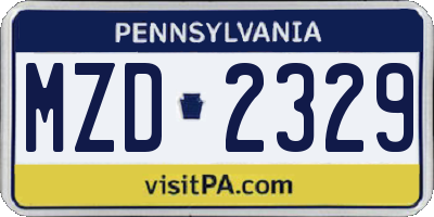 PA license plate MZD2329