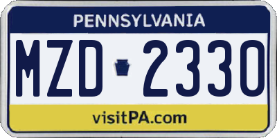 PA license plate MZD2330