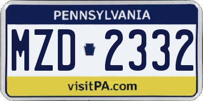 PA license plate MZD2332