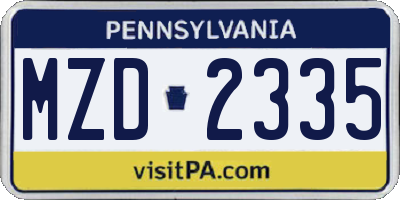 PA license plate MZD2335