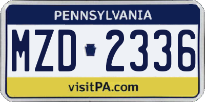 PA license plate MZD2336