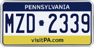 PA license plate MZD2339