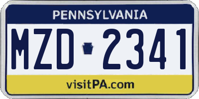 PA license plate MZD2341