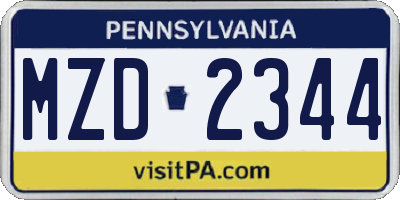 PA license plate MZD2344