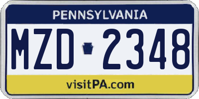 PA license plate MZD2348