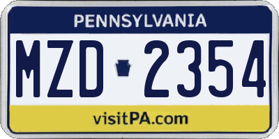 PA license plate MZD2354