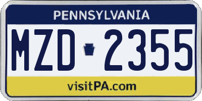 PA license plate MZD2355