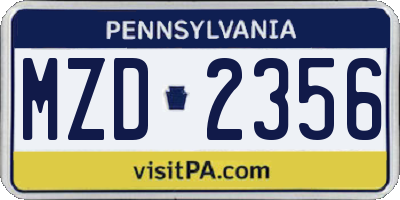 PA license plate MZD2356