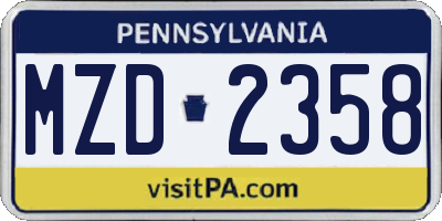 PA license plate MZD2358
