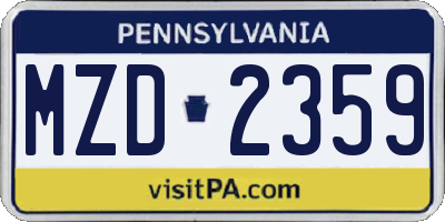 PA license plate MZD2359