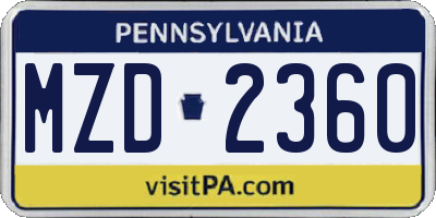 PA license plate MZD2360