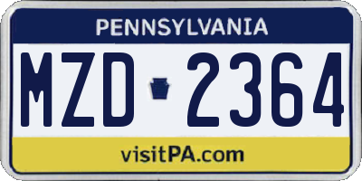 PA license plate MZD2364