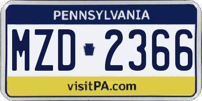 PA license plate MZD2366