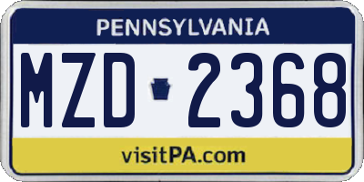 PA license plate MZD2368