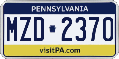 PA license plate MZD2370