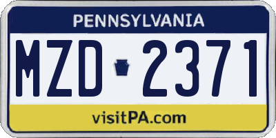 PA license plate MZD2371