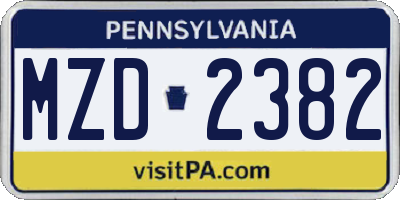 PA license plate MZD2382