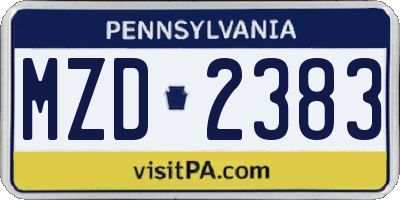 PA license plate MZD2383