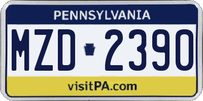 PA license plate MZD2390