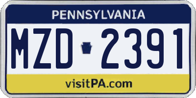 PA license plate MZD2391