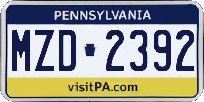 PA license plate MZD2392