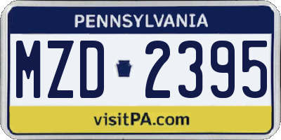 PA license plate MZD2395