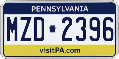 PA license plate MZD2396