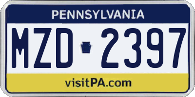 PA license plate MZD2397