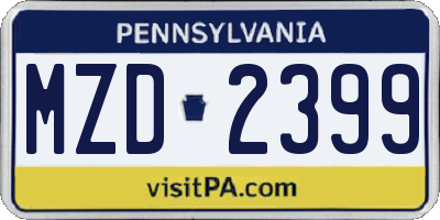 PA license plate MZD2399
