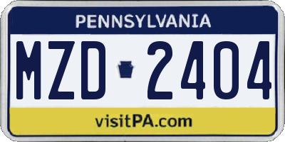 PA license plate MZD2404