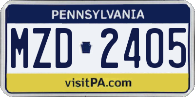PA license plate MZD2405