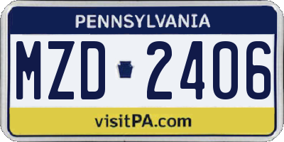 PA license plate MZD2406