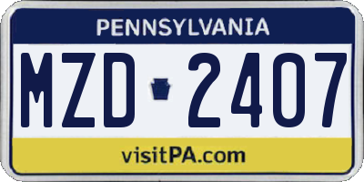 PA license plate MZD2407
