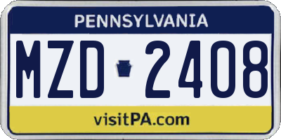 PA license plate MZD2408