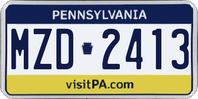 PA license plate MZD2413