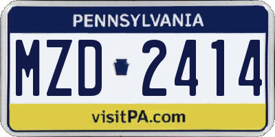 PA license plate MZD2414