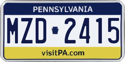 PA license plate MZD2415