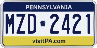 PA license plate MZD2421