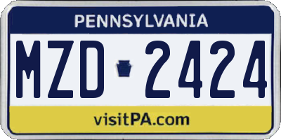PA license plate MZD2424