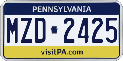 PA license plate MZD2425
