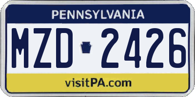PA license plate MZD2426