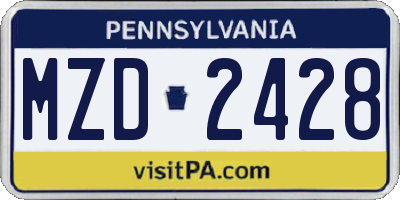 PA license plate MZD2428