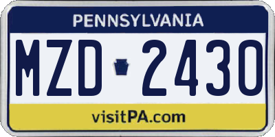 PA license plate MZD2430