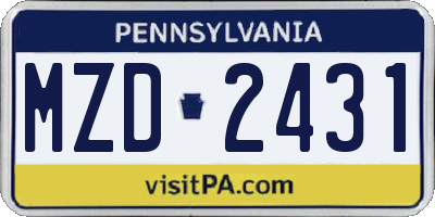 PA license plate MZD2431