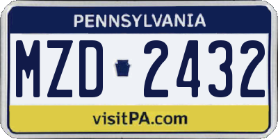 PA license plate MZD2432