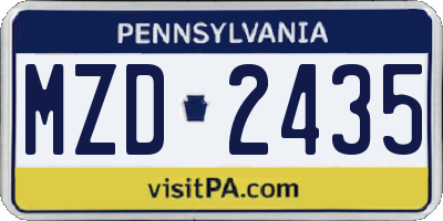 PA license plate MZD2435