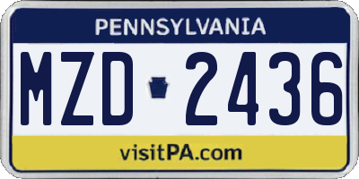PA license plate MZD2436